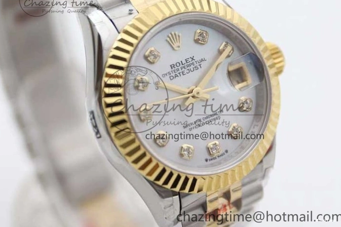 MiroTime 0105 Datejust 28mm 279179 SS YG TWF Best Edition White Diamonds Markers Dial on SS YG Jubilee Bracelet NH SunProtective 2144